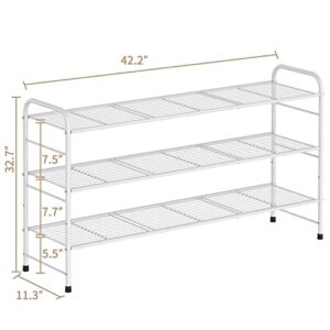 Dicasser 3-Tier Long Shoe Rack Organizer Extra Large Capacity for 24 Pairs,White