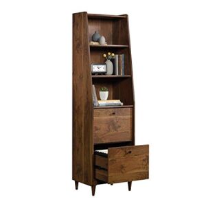 Sauder Harvey Park Dresser, L: 60.71" x W: 17.48" x H: 31.06", Grand Walnut Finish & Harvey Park Narrow Bookcase, Grand Walnut Finish