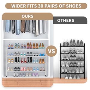 Dicasser 4-Tier Long Shoe Rack Organizer Extra Large Capacity for 30 Pairs,White