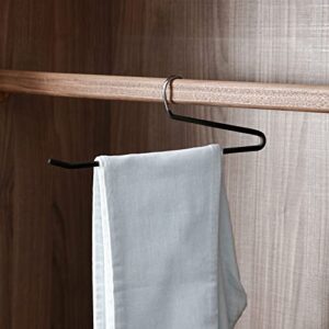 SHIMOYAMA Open Ended Pants Hangers, 5 Pack, Single Rod Trouser/Slack Hangers, Semi-Open Space-Saving Pant Hanger for Jeans, Black