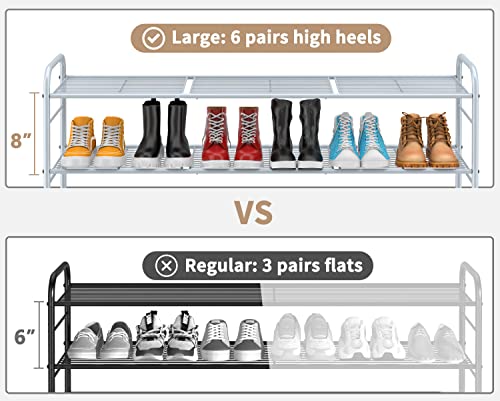 Dicasser 4-Tier Long Shoe Rack Organizer Extra Large Capacity for 30 Pairs,Silver