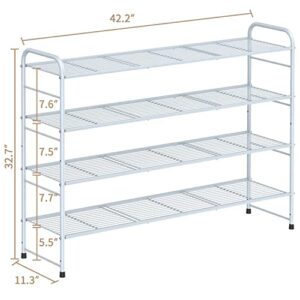 Dicasser 4-Tier Long Shoe Rack Organizer Extra Large Capacity for 30 Pairs,Silver