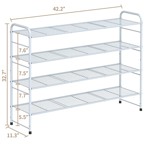 Dicasser 4-Tier Long Shoe Rack Organizer Extra Large Capacity for 30 Pairs,Silver