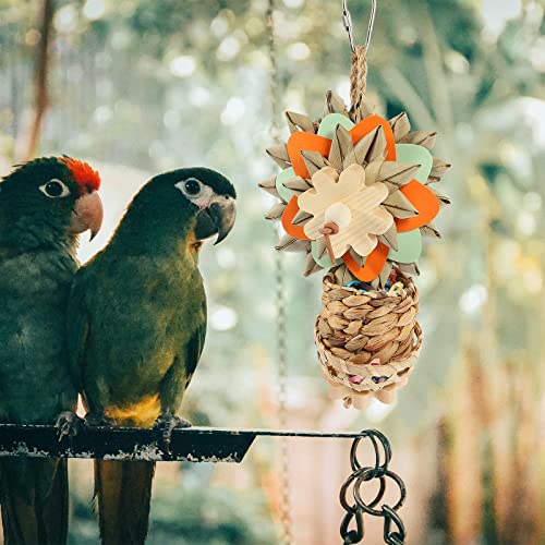 LUOZZY Bird Shredder Toys Foraging Hanging Toy Parrot Cage Chewing Toys for Small Medium Parrot Finch Conure Lovebirds (Hanging Basket)