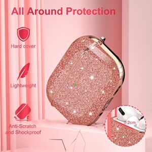 Aiiko Apple Airpods Pro 2nd Generation Case, Glitter Airpods Pro 2 Case Cover with Keychain for Girls Women Glossy Hard Airpods Pro 2 Case Compatible AirPods Pro 2nd Generation Charging Case(RoseGold)