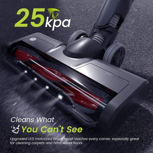 Cordless Vacuum Cleaner, 25KPa Stick Vacuum Up to 35 Mins Runtime, 4-in-1 Vacuum Cleaner with 2200mAh Rechargeable Battery, Lightweight Vacuum Cleaner Perfect for Hard Floor Carpet Car Pet Hair