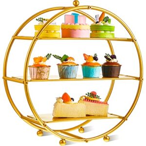 16.9" gold metal tiered cupcake stand round 3 tier dessert stand cupcake holder stand for dessert table display party baby shower wedding birthday