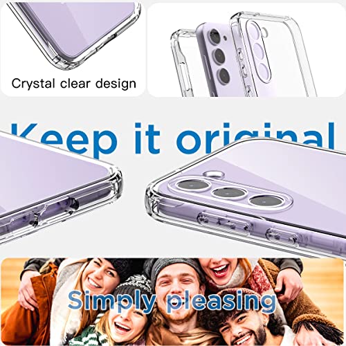 AICase Galaxy S23 Plus Clear Rugged Case with Tempered Glass Screen Protector and Soft Silicone Shockproof Bumper - 6.6