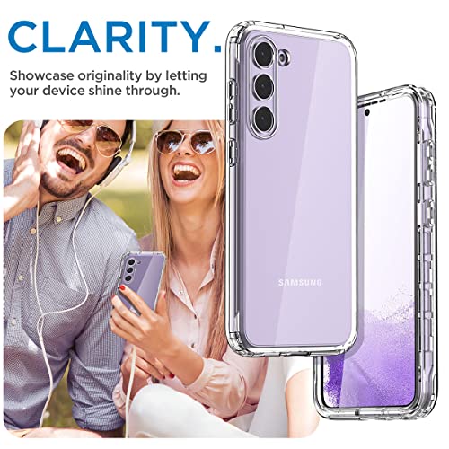 AICase Galaxy S23 Plus Clear Rugged Case with Tempered Glass Screen Protector and Soft Silicone Shockproof Bumper - 6.6