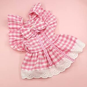QWINEE Cute Dog Dress Ruffle Trim Cat Lace Princess Dresses with Bow Decor Puppy Tutu Skirt Holiday Party Costume Outfit for Small and Medium Cats Dogs Kitten Pink A Large