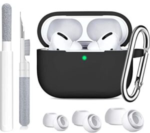 airpods pro 1st generation case with cleaner kit replacement ear tips silicone protective charging headphone cover with keychain,cleaning pen for air pods pro eartips with noise reduction hole airpod