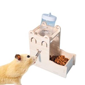 QWINEE Hamster Waterer Food Feeder Hanging Water Bottle Stand Without Water Bottle Auto Dispenser Base for Hamster Rat Gerbil Mouse Guinea Pig Beige One Size