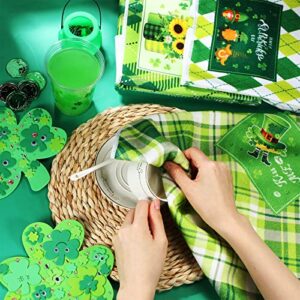 4 Pack St Patrick's Day Towels Set St. Patrick's Day Kitchen Collection Decorative Shamrock Kitchen Towel Set Checkered Green Irish Clovers Pattern for Kitchen Supplies Irish Decor Holiday Home Party