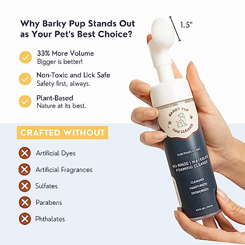 Dog Paw Cleaner (6.8 fl oz) - No-Rinse Foaming Paw Cleanser - No Artificial Fragrances or Dyes - Natural Pet Paw Cleaner for Dogs and Cats - Dandelion Allergy Relief