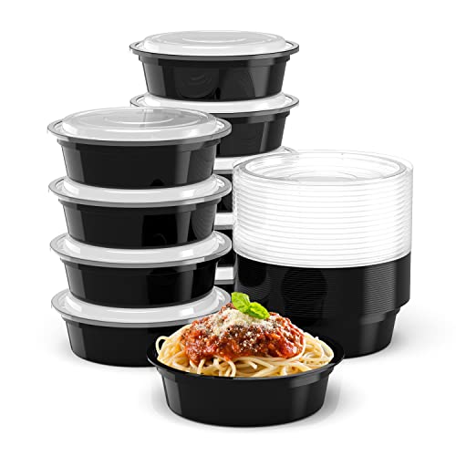 Goiio 24 Packs 24OZ Meal Prep Container, Round Disposable Containers with Lids, for Lunch, Microwave and Freezer Safe