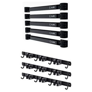 alien system magnetic tool holder strip 5 pack up to 60" (5x12) + mop and broom holder wall mount 3 pack