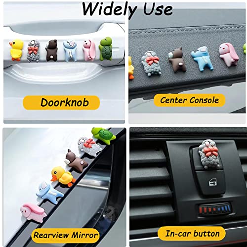 6 Pieces Cute Car Air Display Funny Car Interior Dashboard Decorations Car Accessories with Mini Rabbit Turtle Elephant Bear Duck Sheep Decoration Ornaments for Women Girl Gifts Desk Home Decor