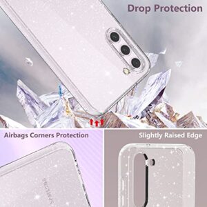 KSWOUS Glitter Case for Samsung Galaxy S23, with Screen Protector[2 Pack], Clear Bling Sparkly Cute Shockproof Protective Slim Cover for Women Girls for Samsung S23 Case