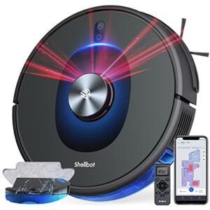 shellbot robot vacuum cleaner, lidar navigation 4000pa robotic and mop, ai object recognition laser, multi-level mapping, 5200 mah, 3 in 1, wifi/app/alexa, self charge resume hoover, gray (sl60)