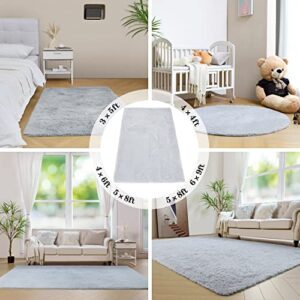 duduta Grey Soft Fluffy Rug 5x8 ft, Shag Fuzzy Plush Rectangle Carpet for Bedroom Nursery Living Room Home Decor