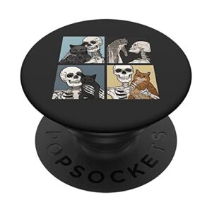 skeleton and cat best friends kitten funny cats lovers gift popsockets standard popgrip