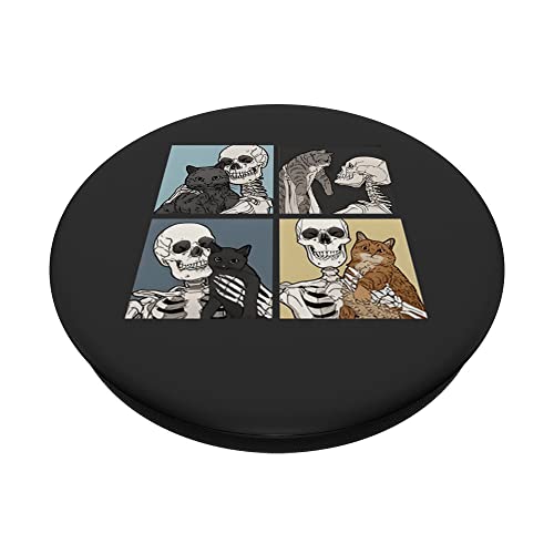 Skeleton And Cat Best Friends Kitten Funny Cats Lovers Gift PopSockets Standard PopGrip