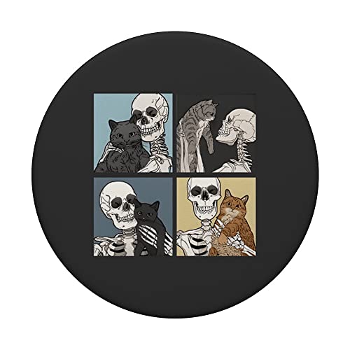 Skeleton And Cat Best Friends Kitten Funny Cats Lovers Gift PopSockets Standard PopGrip