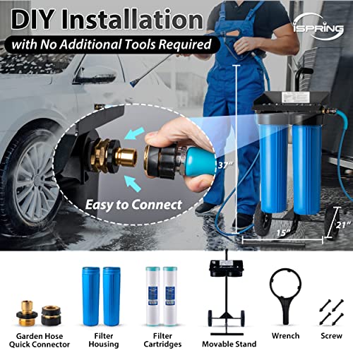 iSpring Spotless Car Wash System, Deionized Water System for Car Wash, RVs, Boats, Motorcycles, and Windows, Model: WGB22BD