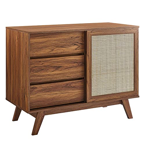 Modway Soma 40" Rattan Display Stand Accent Cabinet, Nightstand, Walnut