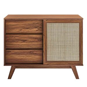 Modway Soma 40" Rattan Display Stand Accent Cabinet, Nightstand, Walnut