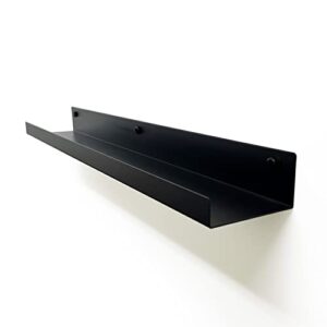 mitus floating shelf wall mounted - modern industrial metal channel ledge black, 24 inch
