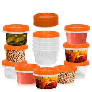 [orange - 12 pk] airtight deli containers with lids twist lock top clear food storage for meal prep snacks and leftovers freezer and microwave safe stackable leak-resistant and 12 pc. set (16 ounce)