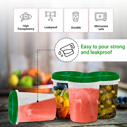 [Green - 12 Pk] Airtight Deli Containers with Lids Twist Lock Top Clear Food Storage for Meal Prep Snacks and Leftovers Freezer and Microwave Safe Stackable Leak-Resistant and 12 Pc. Set (32 Ounce)