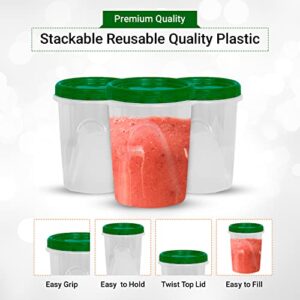 [Green - 12 Pk] Airtight Deli Containers with Lids Twist Lock Top Clear Food Storage for Meal Prep Snacks and Leftovers Freezer and Microwave Safe Stackable Leak-Resistant and 12 Pc. Set (32 Ounce)