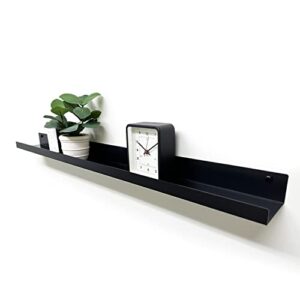 mitus floating shelf wall mounted - modern industrial metal channel ledge black, 36 inch