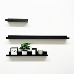 Mitus Floating Shelf Wall Mounted - Modern Industrial Metal Channel Ledge Black, 36 inch