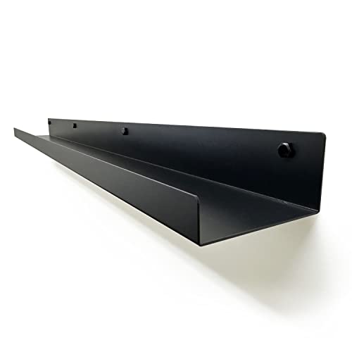 Mitus Floating Shelf Wall Mounted - Modern Industrial Metal Channel Ledge Black, 36 inch