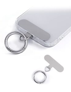 project-cb phone tether tab ×1,spring ring ×1,metal patch,universal phone lanyard patch without adhesive,phone strap replacement part for cell phone (silver)