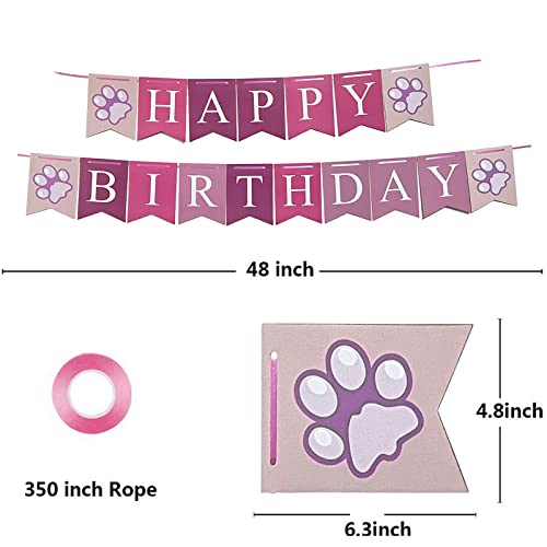 Dog Birthday Party Supplies, Dog Birthday Party Decoration Set, Dog Cute Hat Triangle Scarf Bow Dog Head Banner and Cute Balloon, Used for Dog Birthday Party Decoration (Pink)