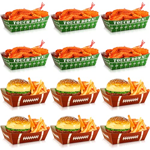 100 Pcs Football Party Decoration 1.1 lb Football Paper Food Trays Football Serving Boats Disposable Snack Serving Trays for Football Birthday Sport Game Party Favors Decorations