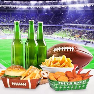 100 Pcs Football Party Decoration 1.1 lb Football Paper Food Trays Football Serving Boats Disposable Snack Serving Trays for Football Birthday Sport Game Party Favors Decorations