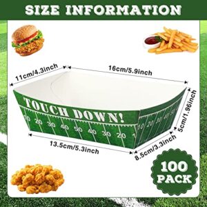 100 Pcs Football Party Decoration 1.1 lb Football Paper Food Trays Football Serving Boats Disposable Snack Serving Trays for Football Birthday Sport Game Party Favors Decorations