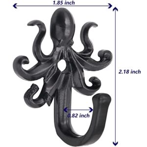 NAKHLE 5 Pcs Black Octopus Coat Hooks Wall Mounted Towel Hooks Wall Storage Hooks