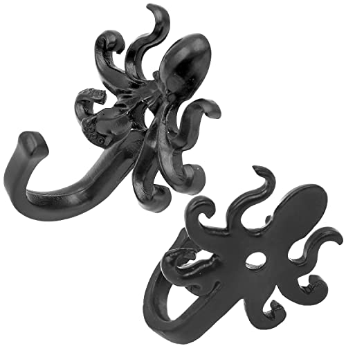 NAKHLE 5 Pcs Black Octopus Coat Hooks Wall Mounted Towel Hooks Wall Storage Hooks
