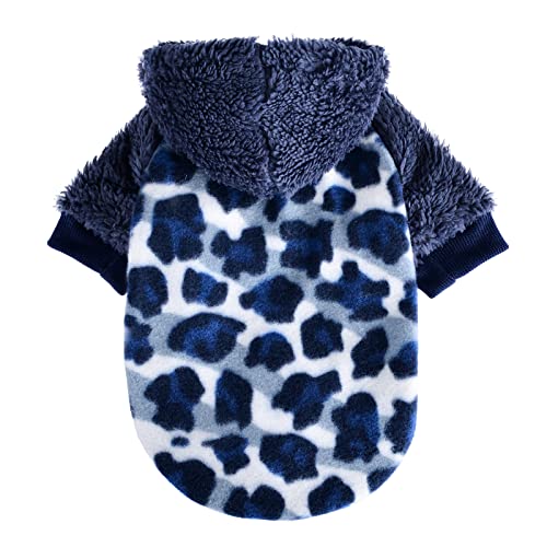 Dog Sweaters for Small Dogs Boy Girl Winter Puppy Sweater Hoodie Warm Fleece Puppy Sweatshirt Clothes Cold Weater Pet Jacket Outfit Cute Cat Apparel for Chihuahua Yorkie Coat (X-Small, Leopard 1)