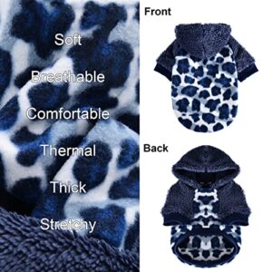 Dog Sweaters for Small Dogs Boy Girl Winter Puppy Sweater Hoodie Warm Fleece Puppy Sweatshirt Clothes Cold Weater Pet Jacket Outfit Cute Cat Apparel for Chihuahua Yorkie Coat (X-Small, Leopard 1)