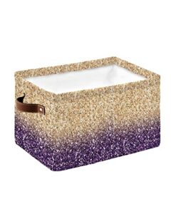 storage organizer bins set of 1 storage baskets for clothes on shelves with handles gradient marble texture glitter purple and gold rectangular fabric laundry baskets for organizing