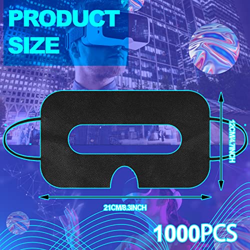 1000 Pcs Disposable VR Mask Breathable Eye Mask VR Face Cover Non Woven Sanitary Cloth Universal Gear VR Padding VR Face Mask VR Accessories Compatible with Headsets Virtual Reality (Black)