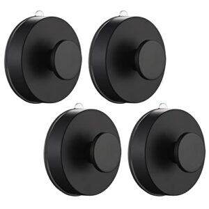 ABTIABGY Suction Cup Hooks for Shower, Bathroom, Kitchen, Glass Door, Mirror, Suction Hook Holder for Hanging up to 12 lbs Glass Shower Door Hook Waterproof & Rustproof Black (4-Pack)