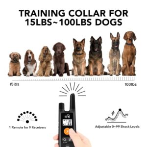 DOG CARE Dog Training Collar for Large Medium Dogs with 1800 Feet Remote Range, Rechargeable Dog Shock Collar with Beep, Vibration and Shock Modes, Safety Keypad Lock, Rainproof